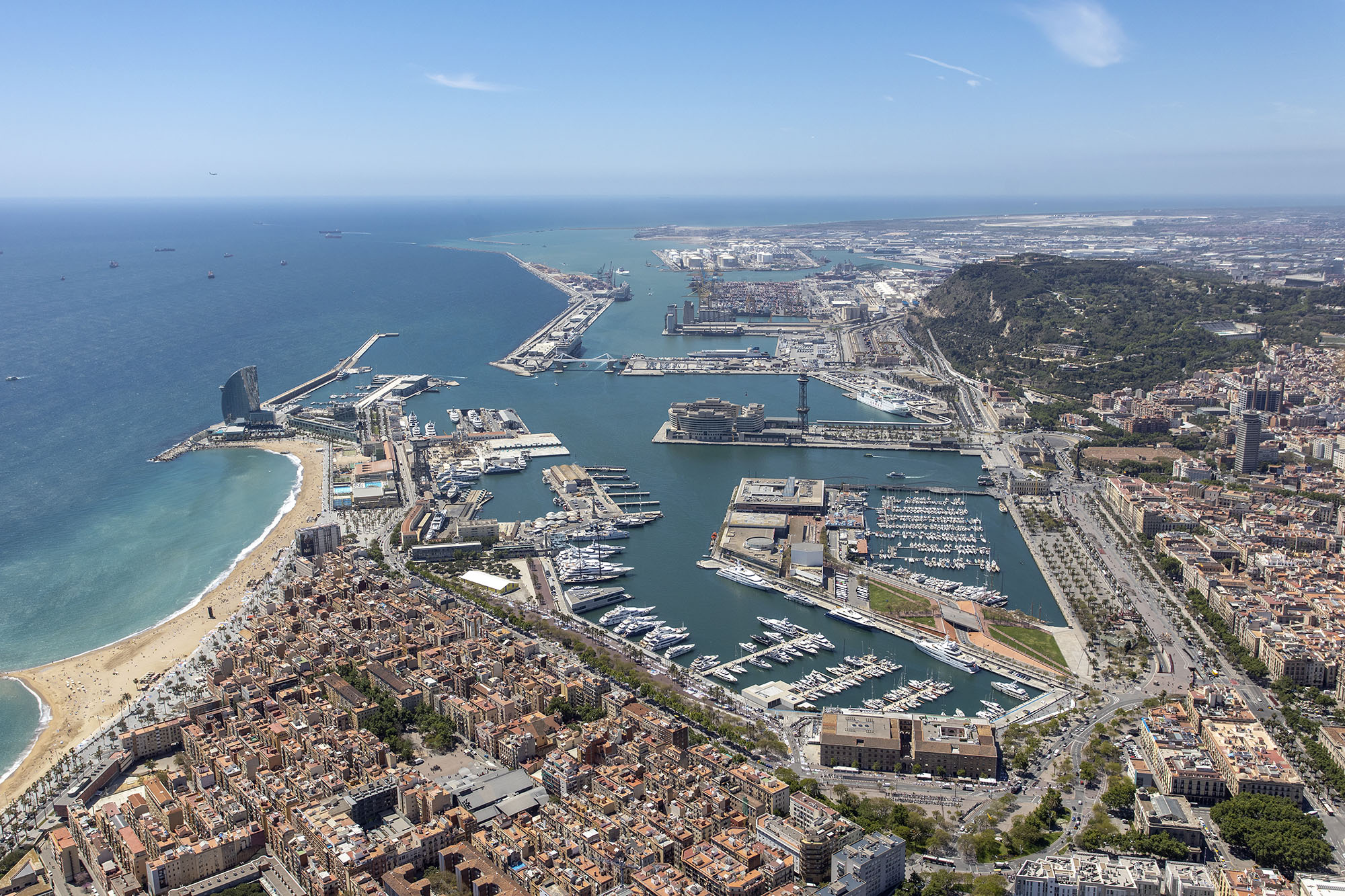Aerial view of Barcelona's Mediterranean marinas